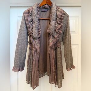 Pretty Angel Whimsygoth Fairycore Ruffle Cardigan fairygrunge Taupe M Lagenlook